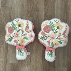 cupcakes & cashmere Floral Bouquet Accent Pillows - Pink and Green